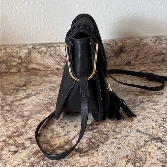 Antik Kraft Tom Clovers Black Tassel Saddlebag Crossbody Bag - Picture 4 of 13